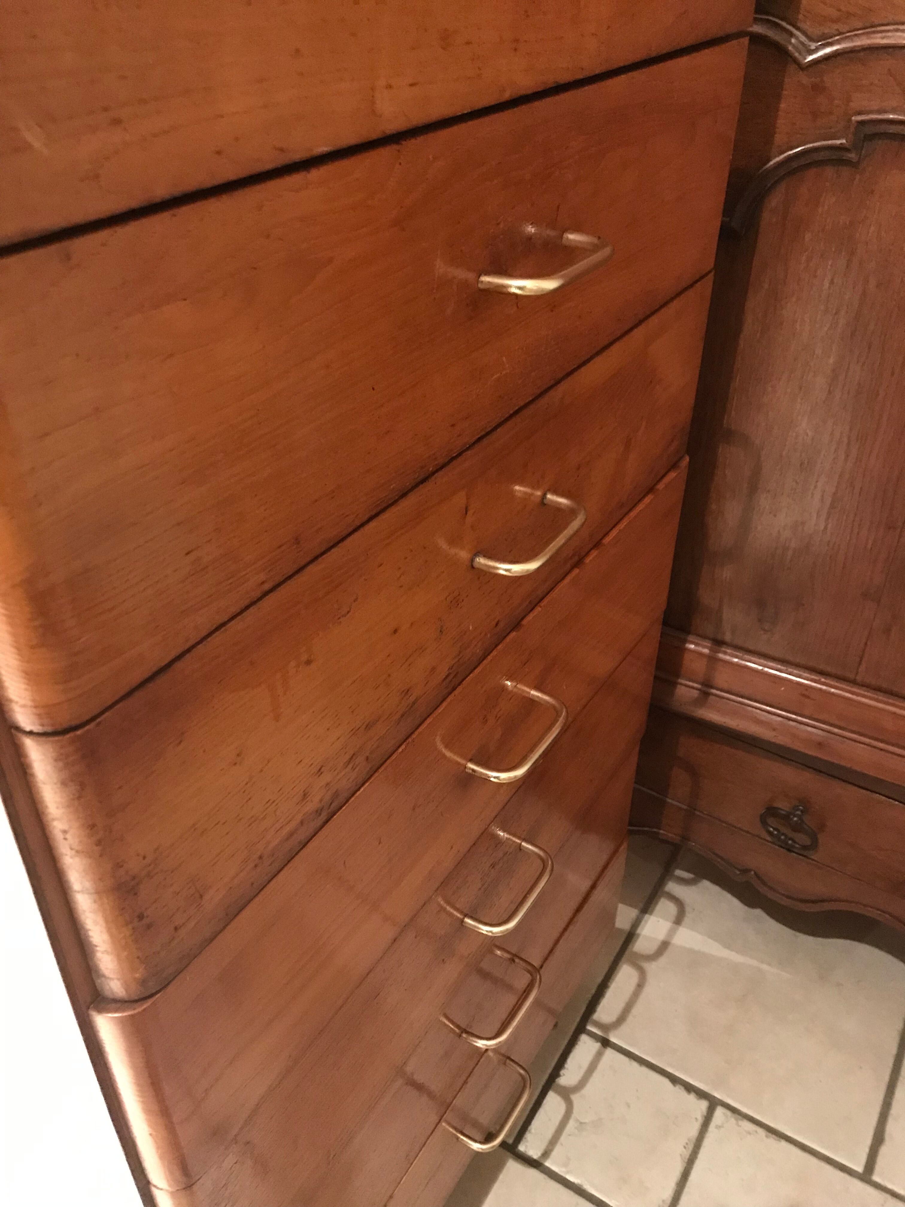 Semainier chiffonnier vintage chêne 1970