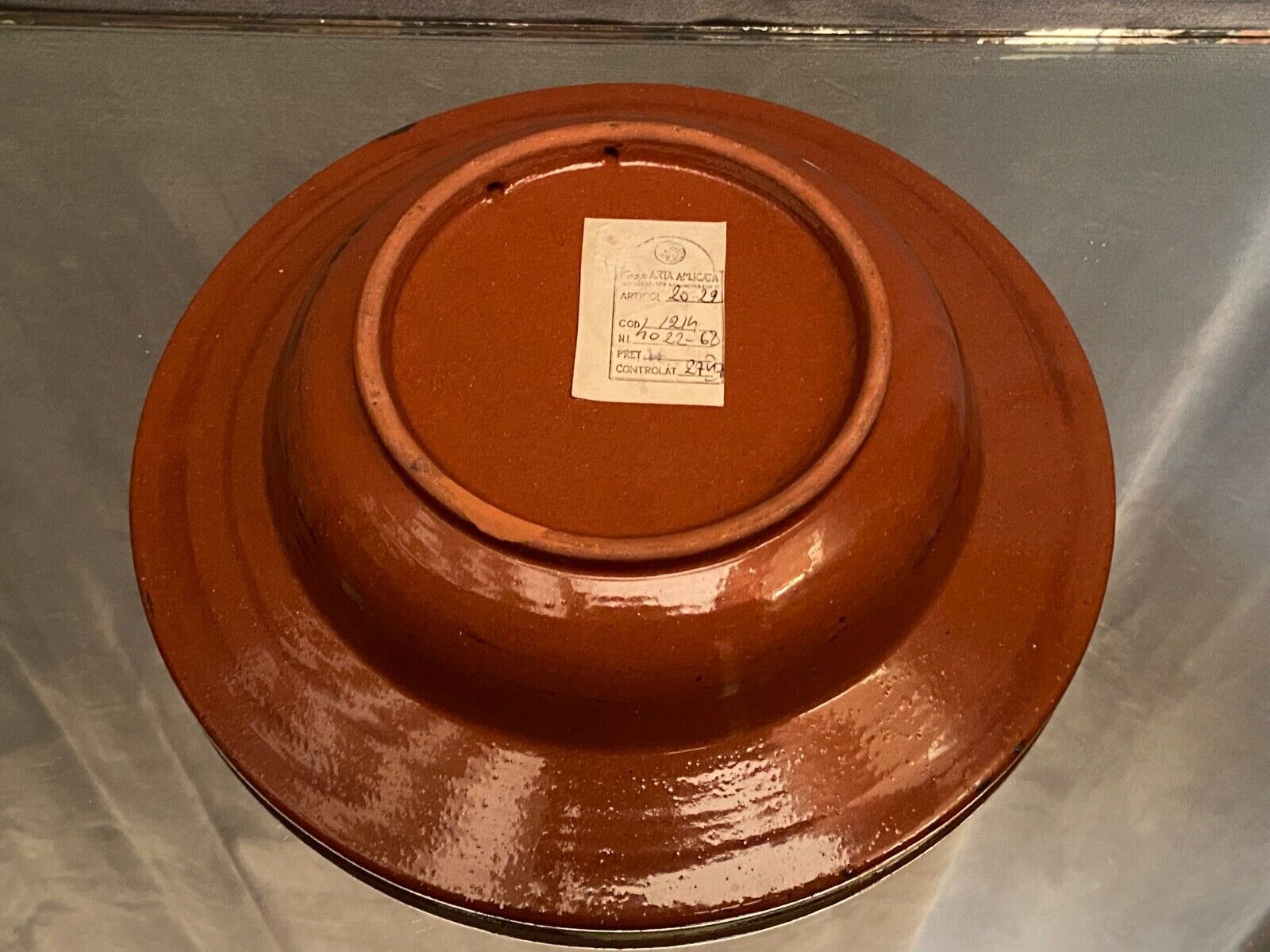 Hollow dish in Romanian glazed terracotta Bucharest Romania