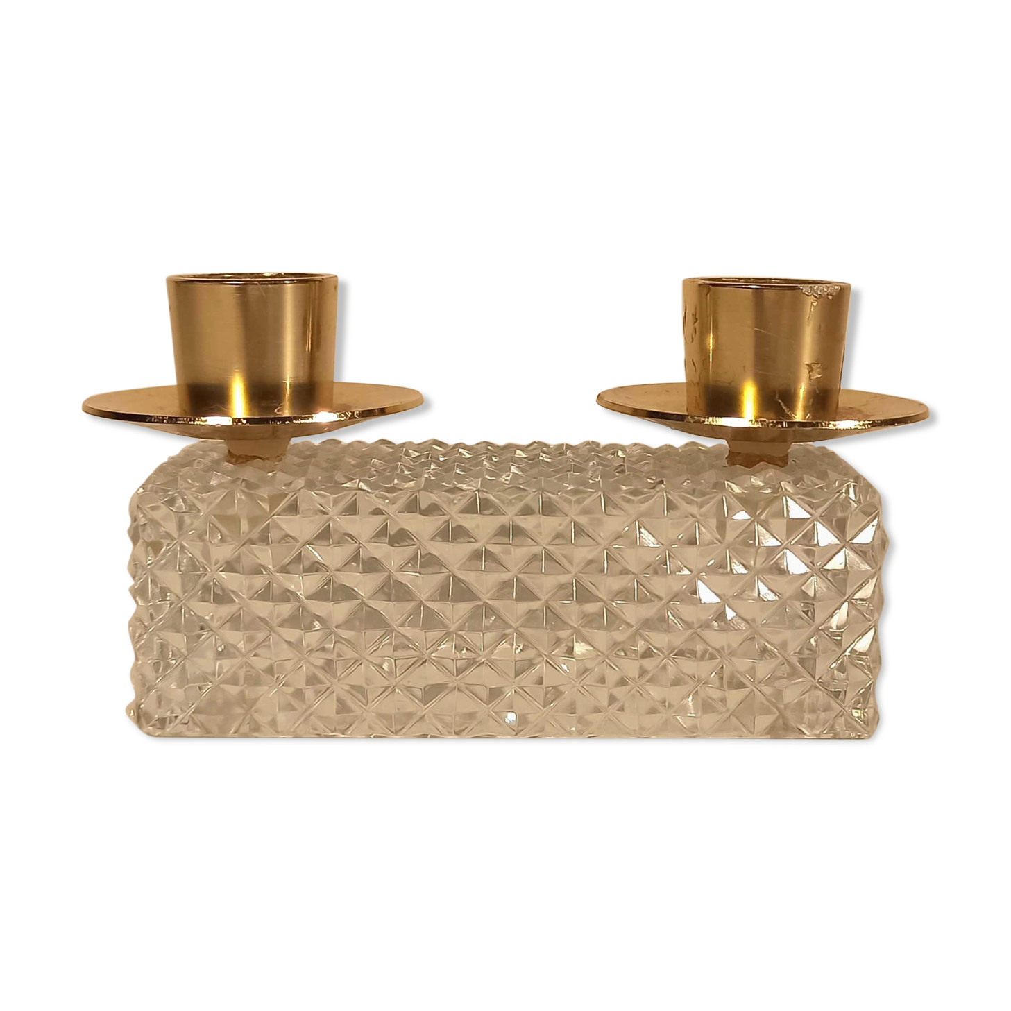 Vintage antique candle holder in molded and gilded glass