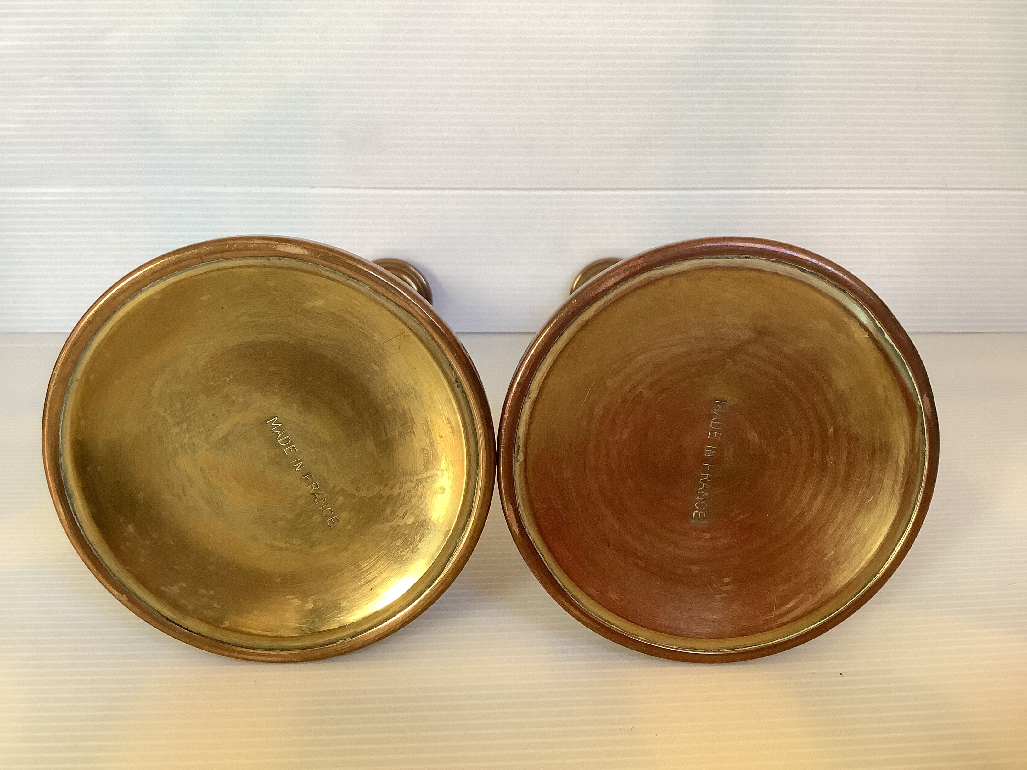 Pair of old brass candle holders