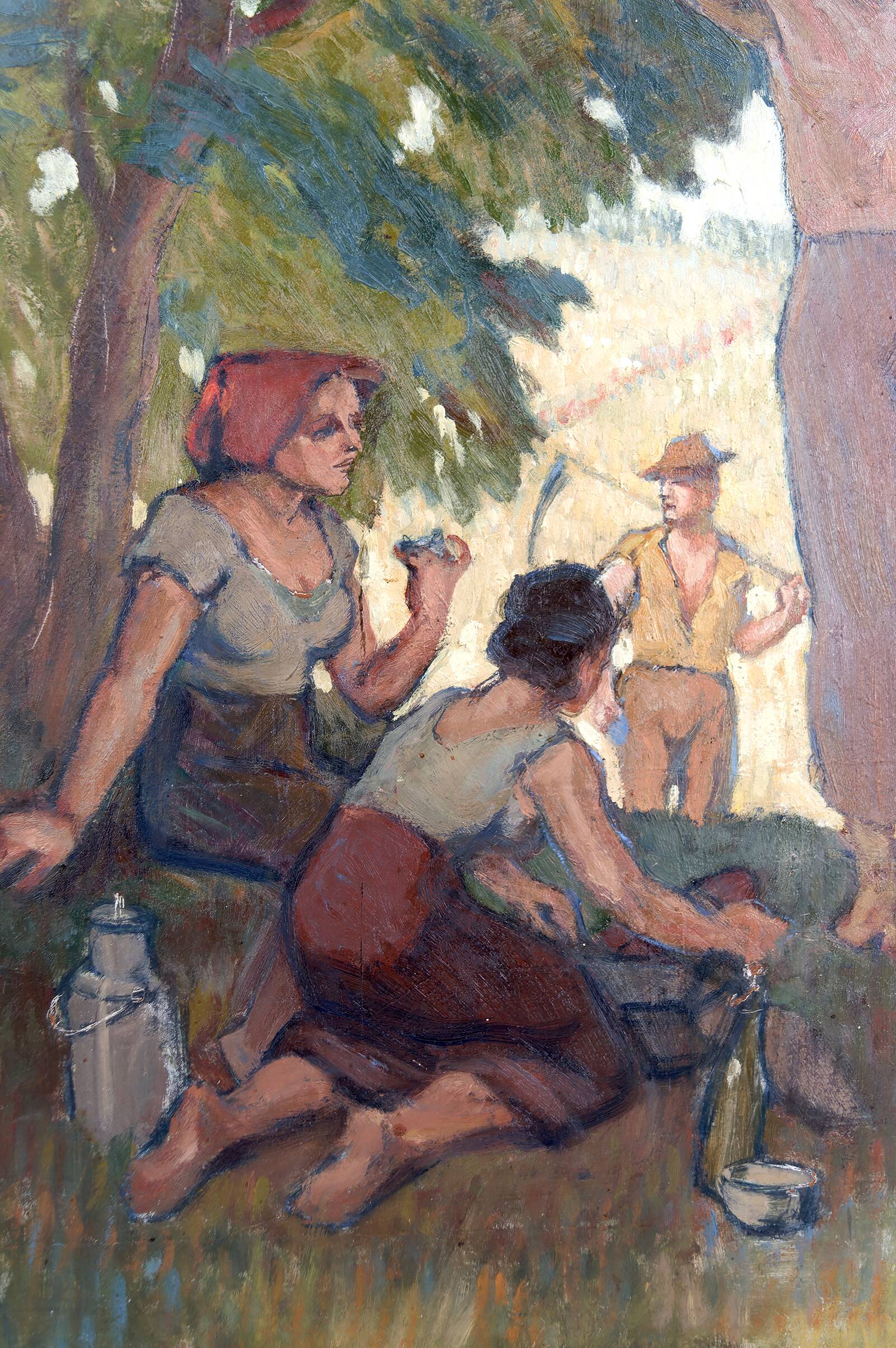 Oil on isorel panel – The Harvesters at Rest c. 1930–1940