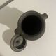 Vintage black ceramic covered pot signed Gómez Miranda — Pottery a