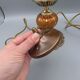 Hollywood Regency bedside lamp in gold metal with a glass globe.
