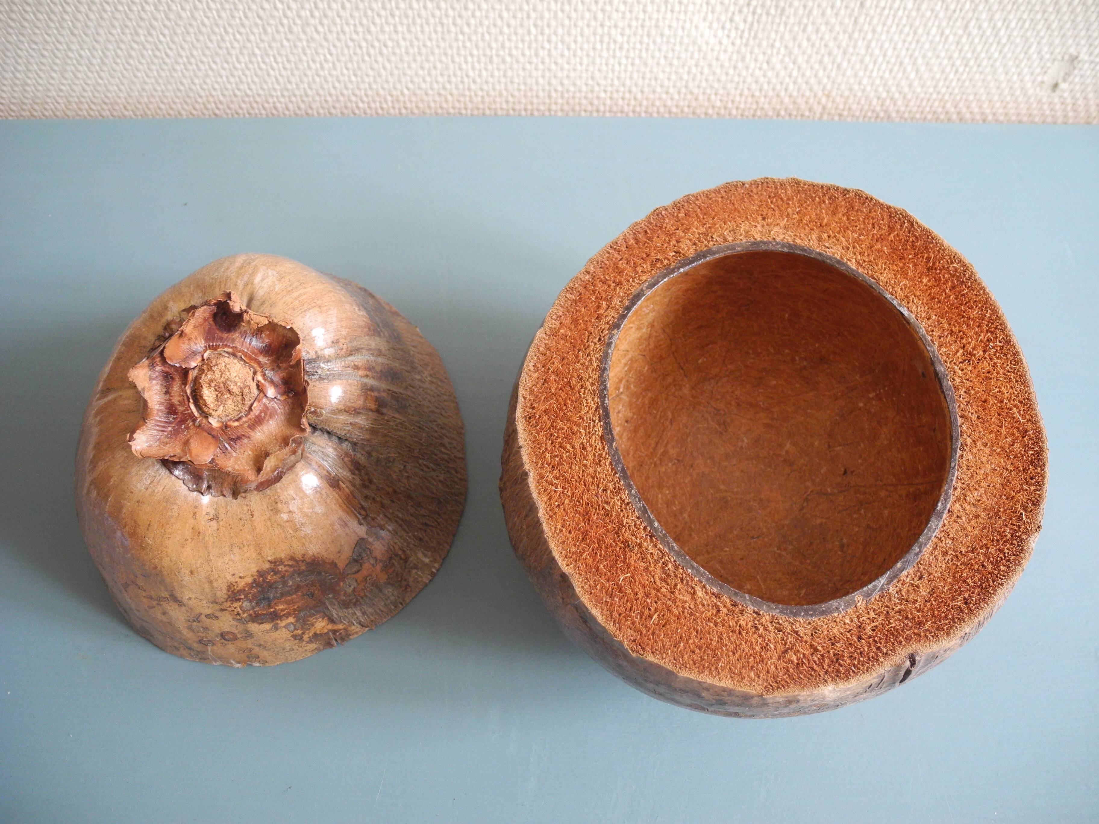 Old coconut ice bucket vintage decor ice bucket coconut 70s