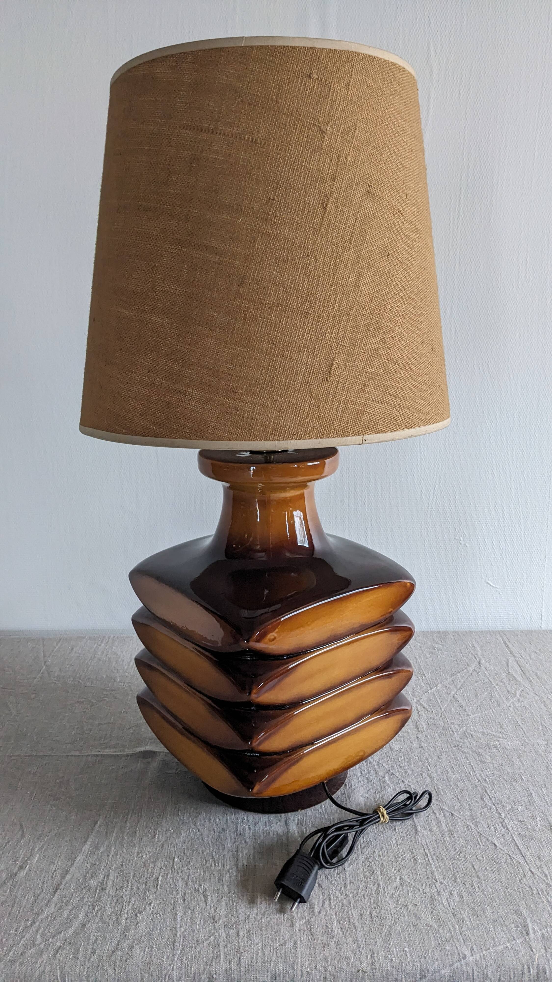 XL glazed ceramic lamp from the 60s/70s