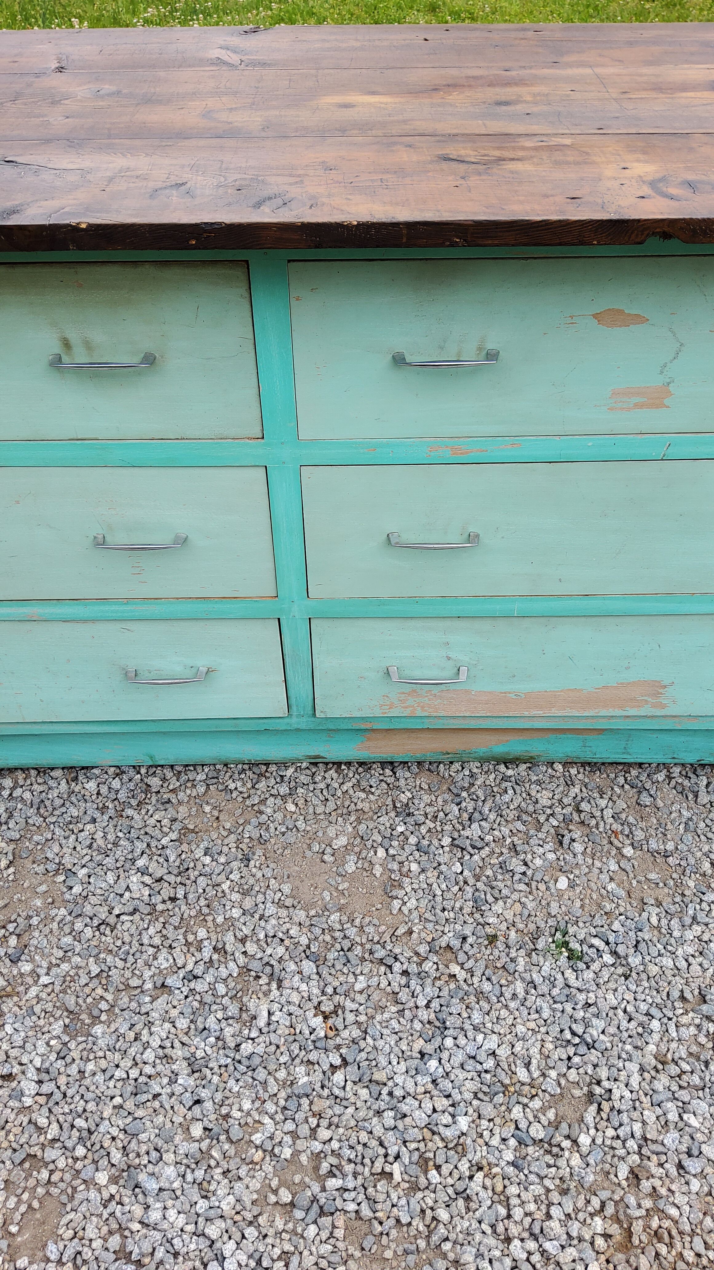 Hardware counter of the 50s 8 drawers 1 niche 250cm