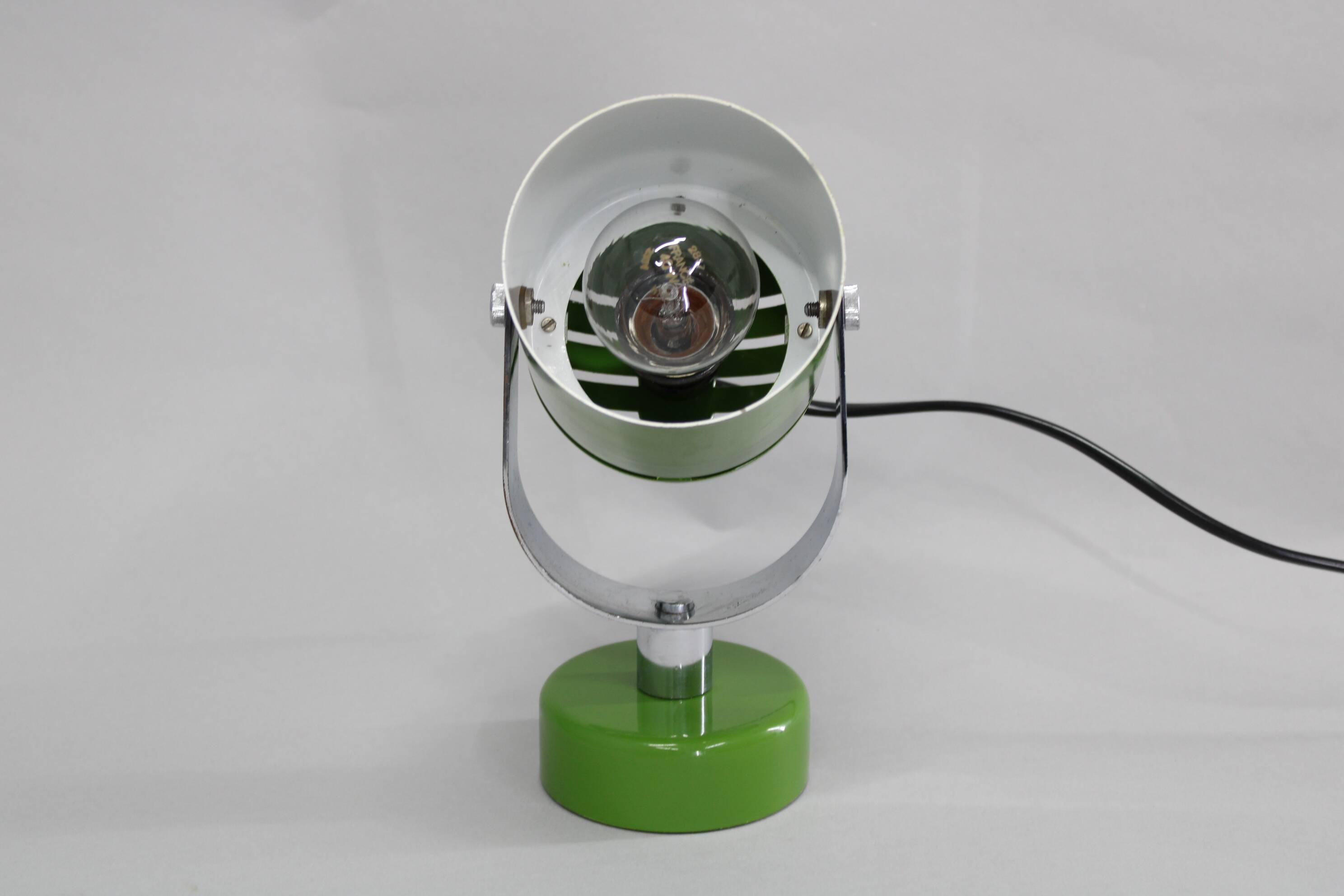 Applique murale orientable tchécoslovaque des années 1970, par Stanislav Indra, chromée et verte