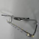 Vintage chrome wall coat rack, 1950s