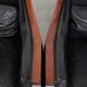 Beautiful set of 2 black cow leather Art Deco design armchairs with high back