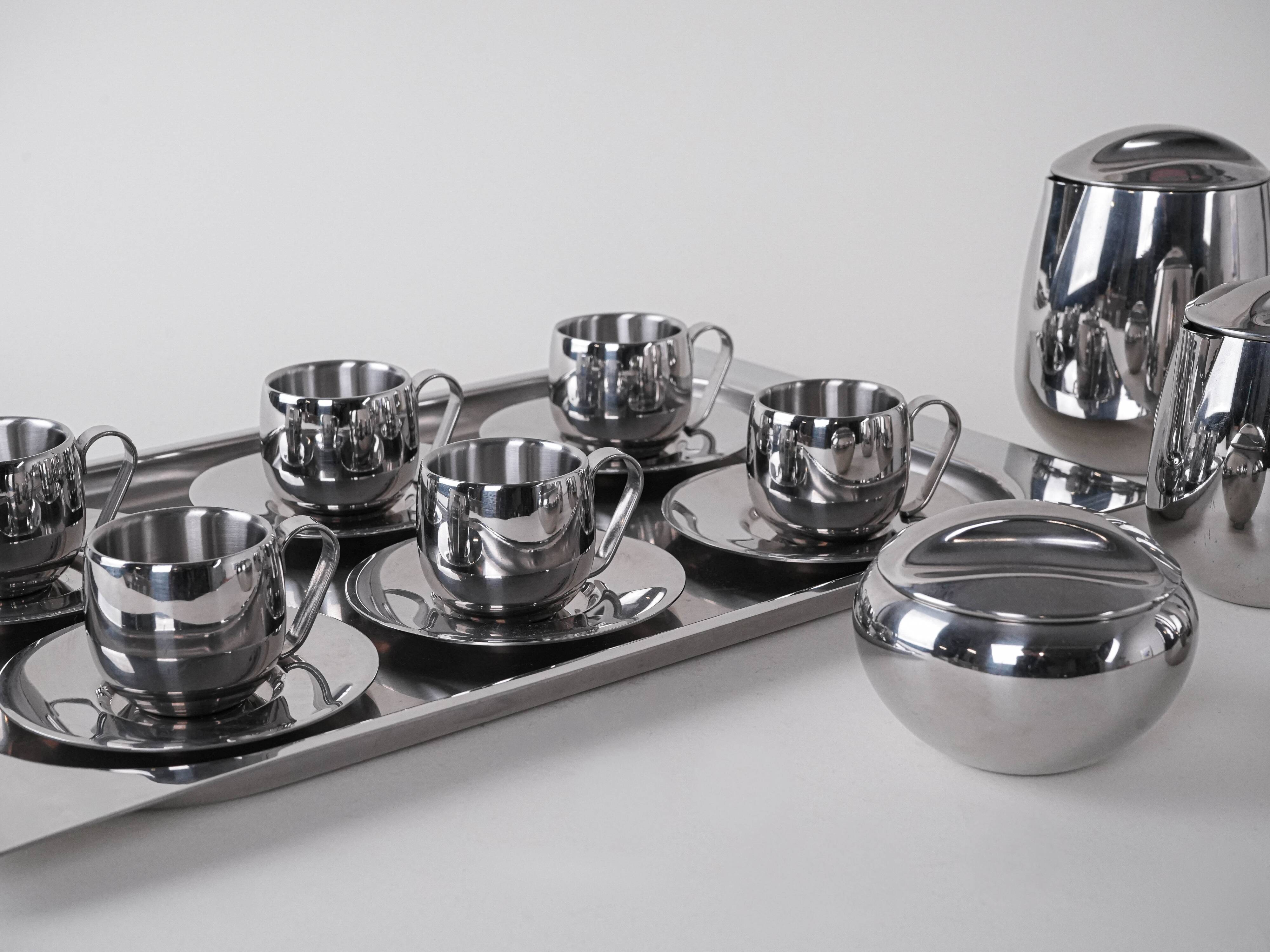Coffee and tea set, Italian design, 1980s, made in Italy