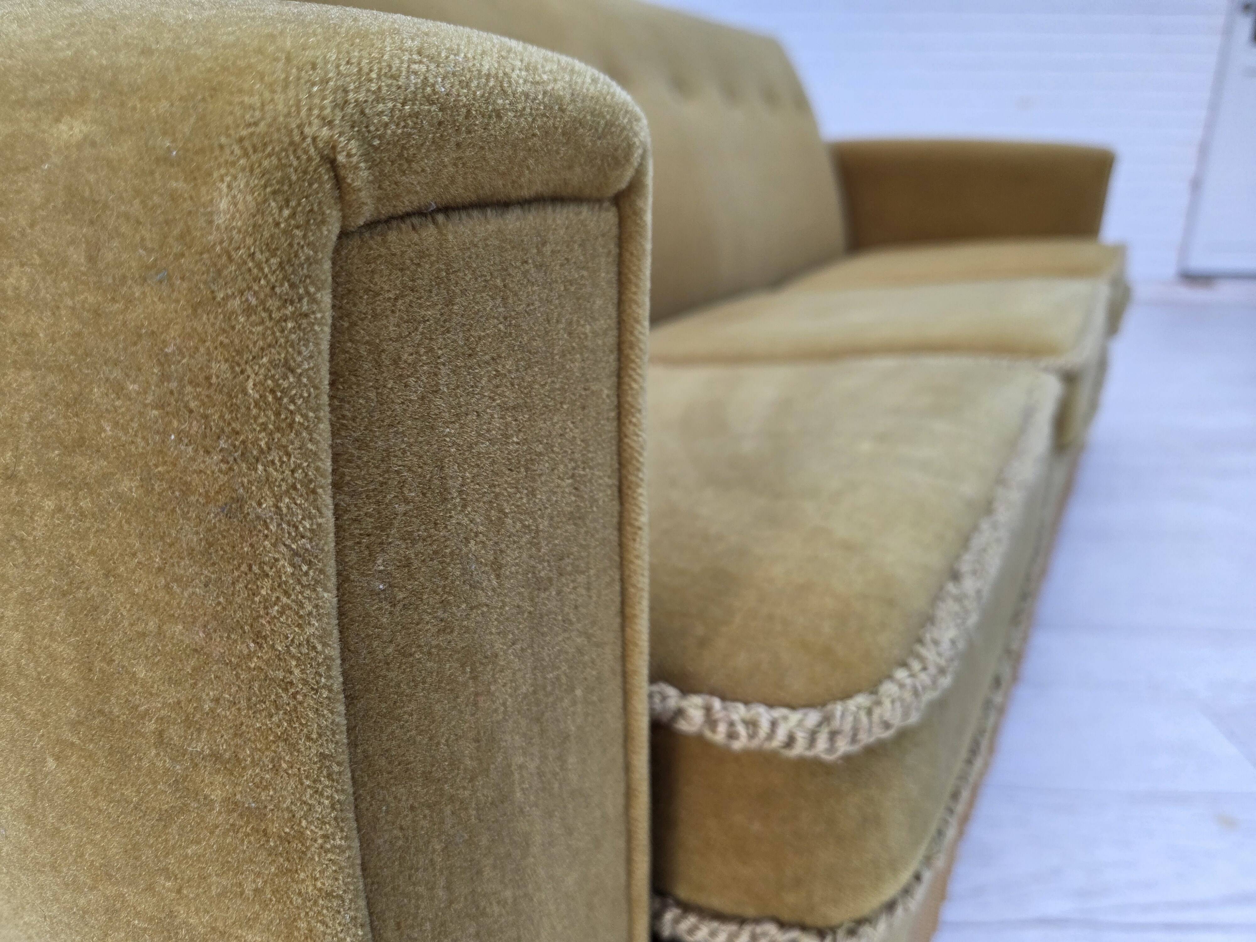 1970s, Danish 3-seater sofa, original light green furniture velour.