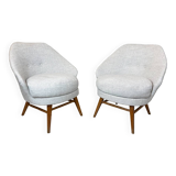 Mid-Century Modern Pair of Armchairs, Austro-Hungarian, 1960s - New Upholstery