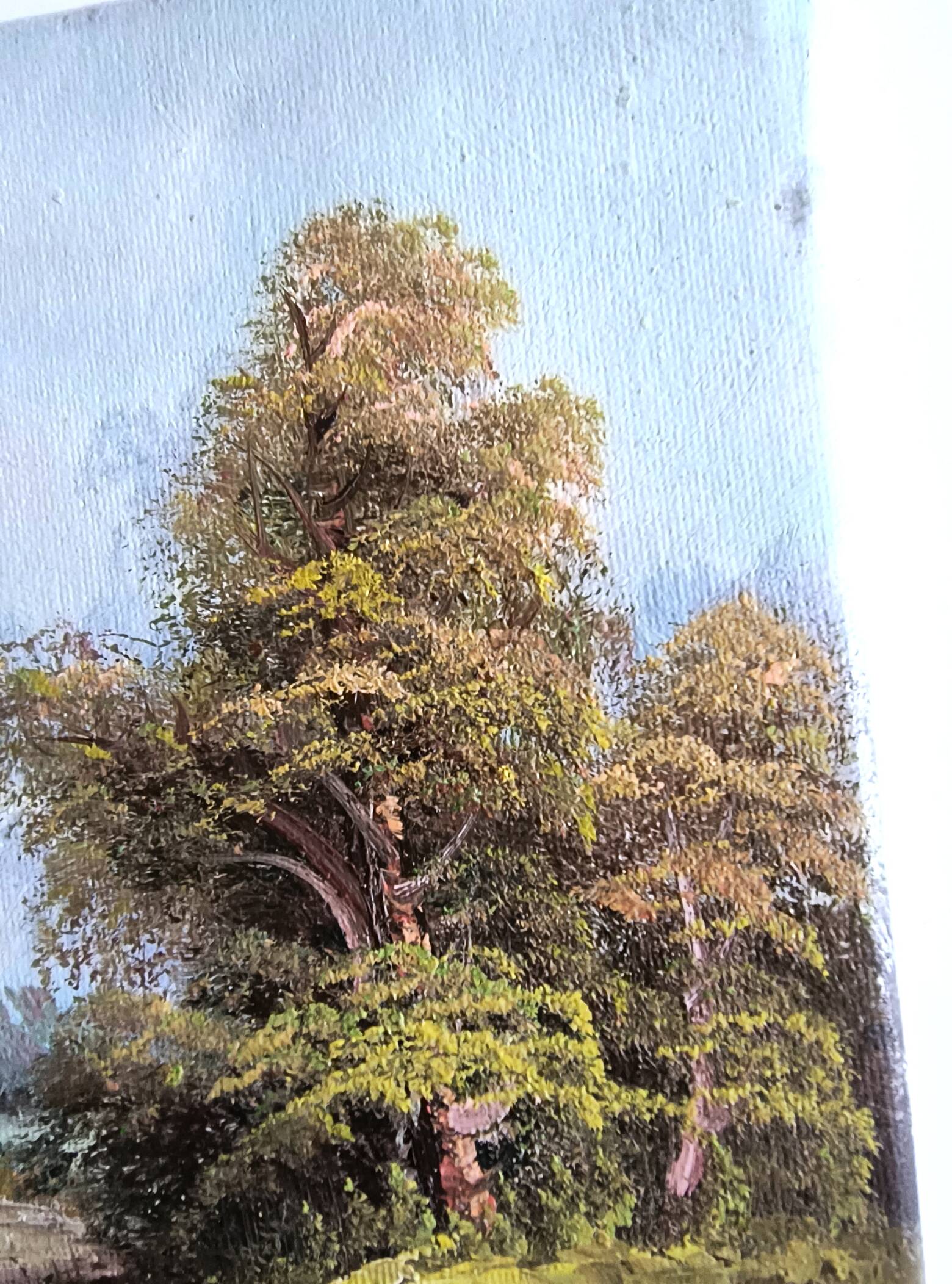 Antique oil painting. Country house - signed G. Monroe