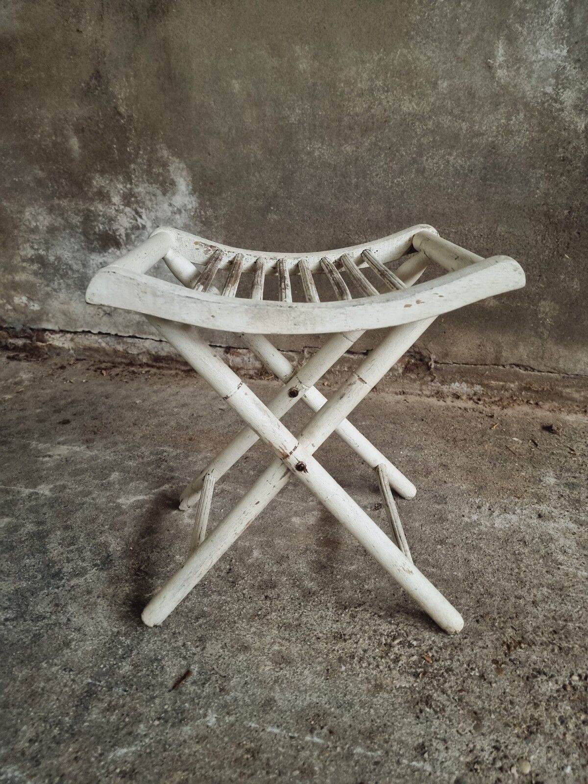 Vintage stool folding stool chalk white
