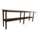 Large industrial metal console, 2 solid oak shelves