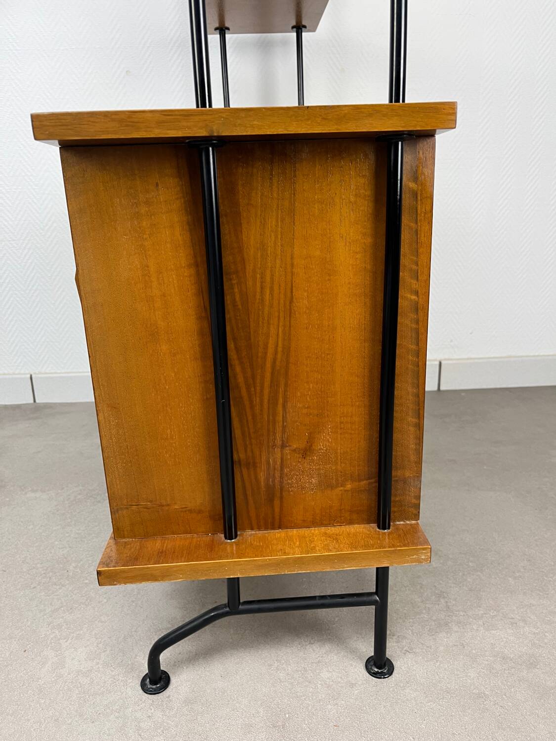 1950s wooden and metal bookshelf shelf