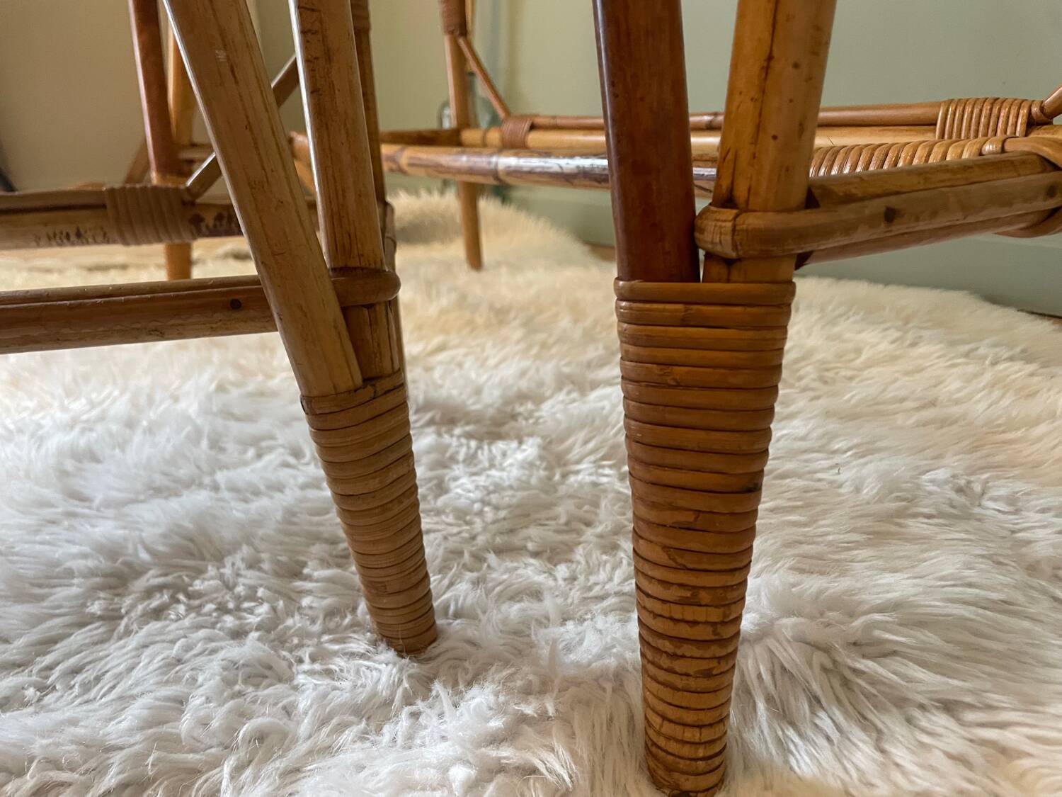 Vintage rattan rocking chair for children