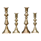 Set of 4 brass candlesticks, England, late 19th century