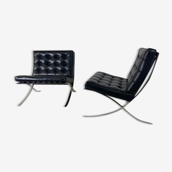 Paire de chaises Barcelona vintage Ludwig Mies Van der Rohe