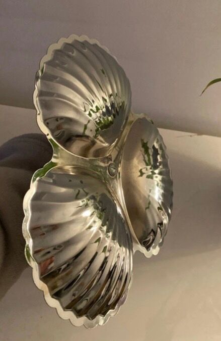 Vintage silver-plated server - Shell - 3 compartments