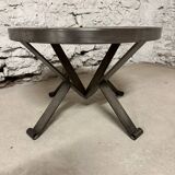 Vintage round ceramic and wrought iron coffee table