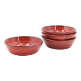 Four red ceramic dessert bowls from Vallauris, 1970s