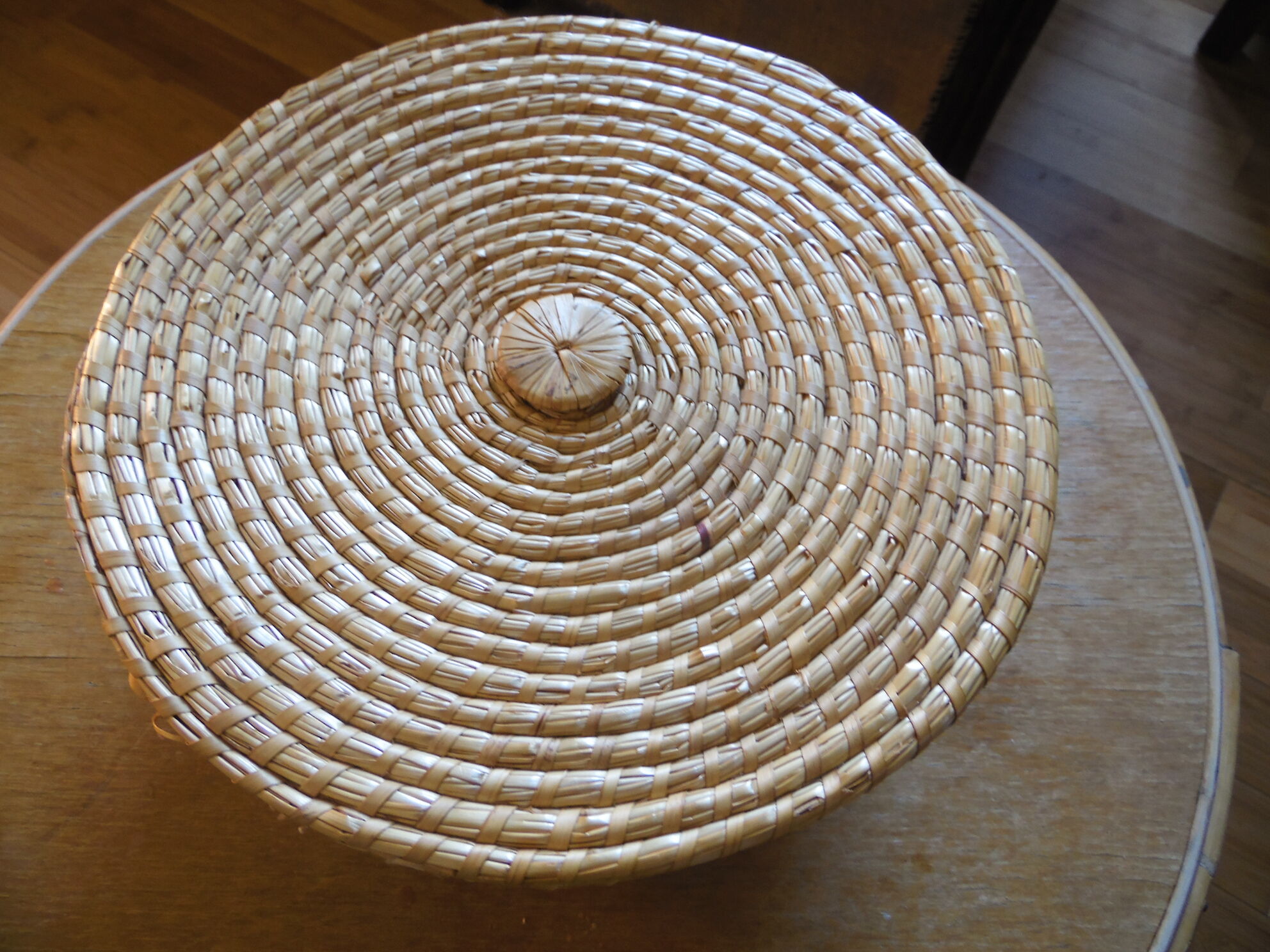 Trash in straw, inside Red satin, vintage 70's