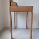 Art Deco oak desk, stripped finish, console size, 3 drawers.