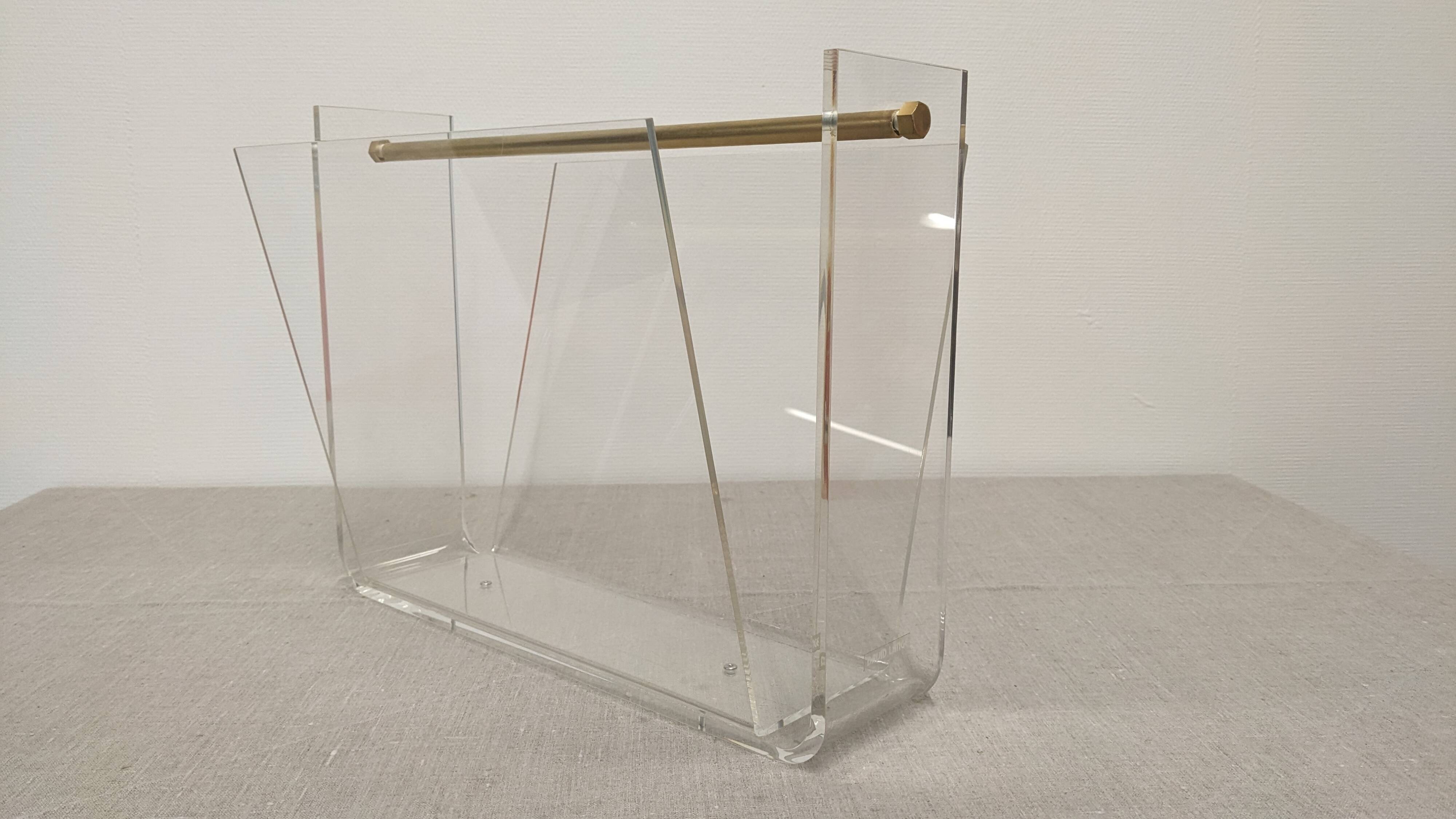 Acrylic magazine rack by David Lange, France circa 1970.