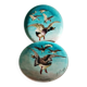 Pair of plates Auguste Lamère flying duck workshop Théodore Deck