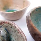 Set of "Green" decorative ceramics "Fond d'Atelier" - N.Lebrun - Belgium 1970s