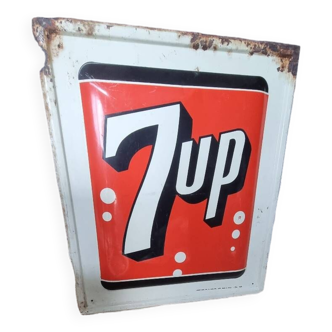 Old American enameled plaque, 7 up