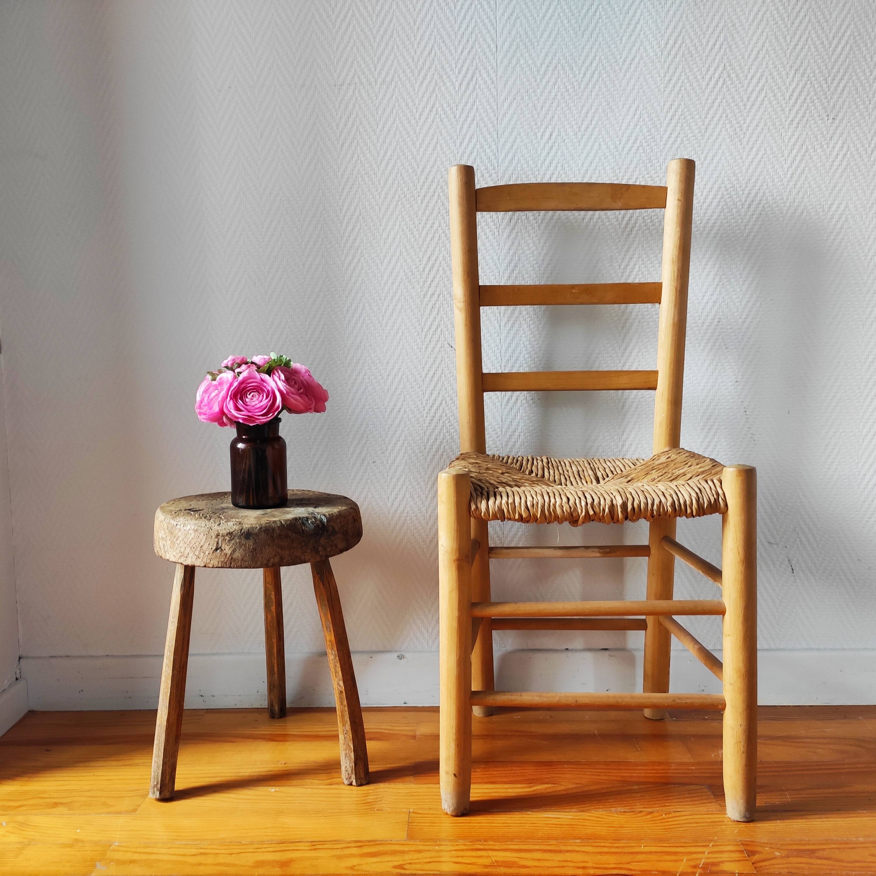 Vintage raw wood chair