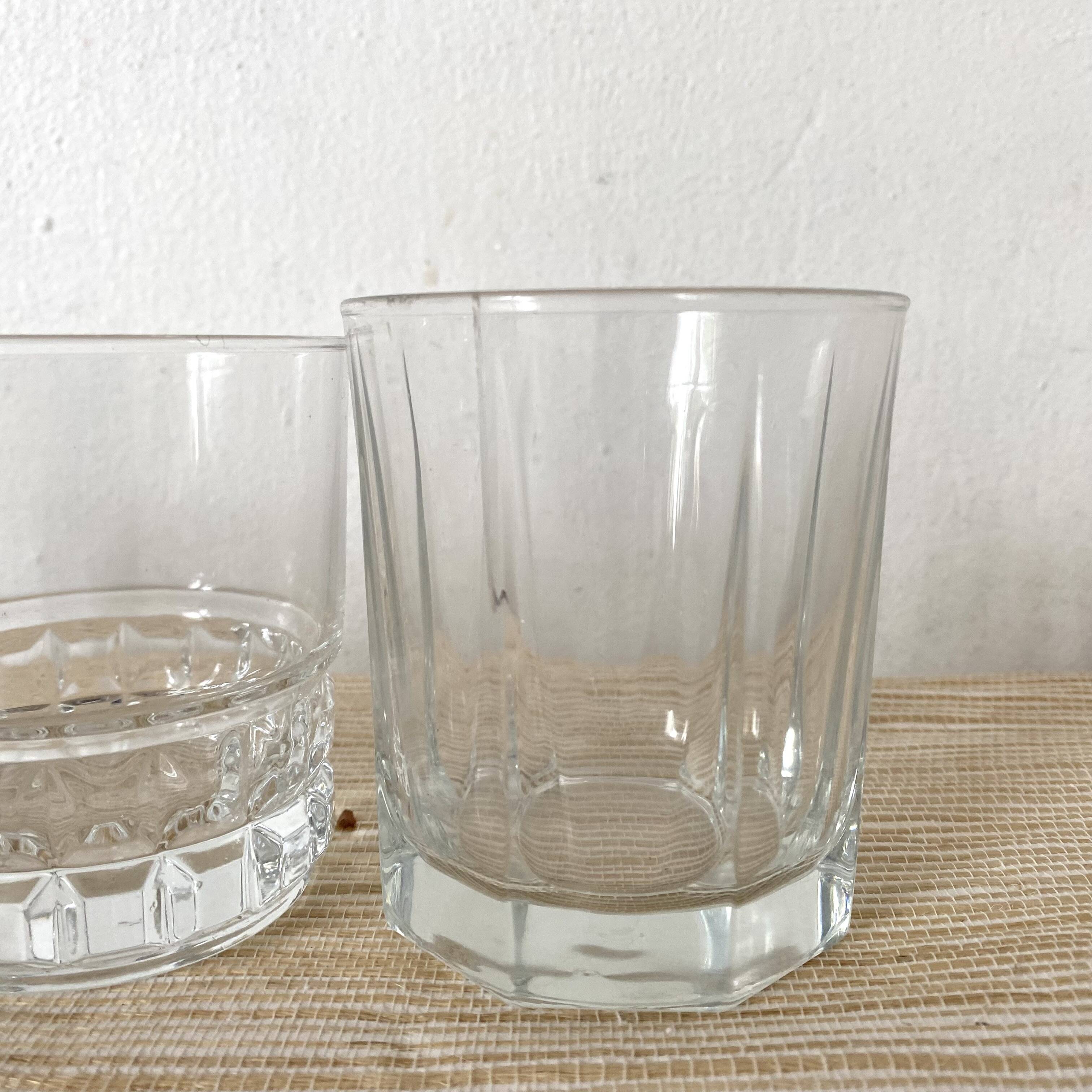 Whiskey glasses, mismatched water glasses