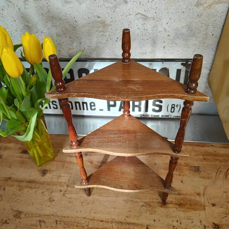 Vintage wooden corner shelf