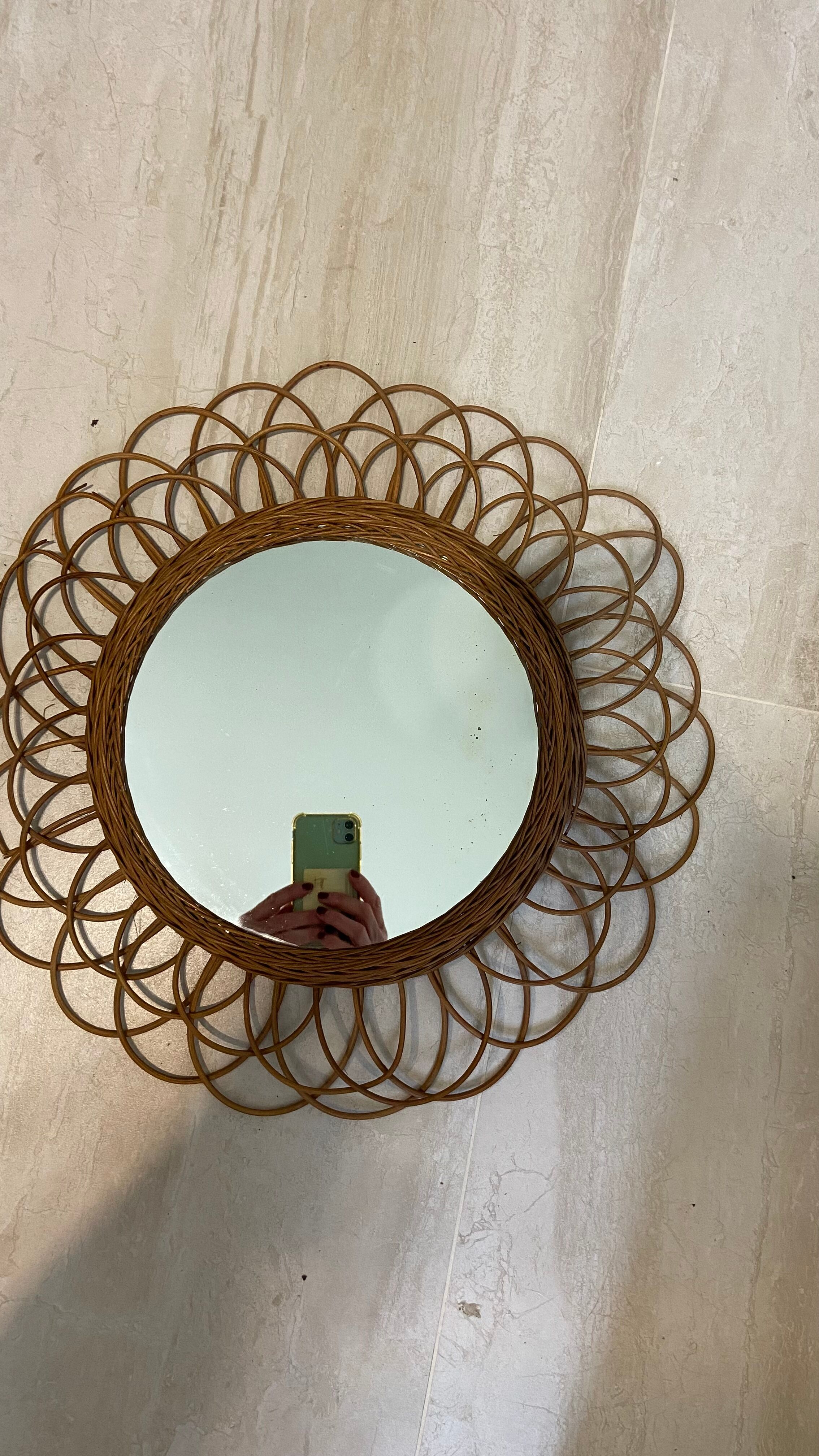 Rattan sun mirror diameter 44 cm