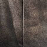 Vintage Mid-Century Modern German Brutalist 2-Seater Brown Leather Bed Sofa