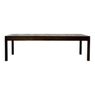 Table basse en palissandre et céramique par P. Jessen, Danemark, années 1960-1970