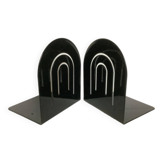 Pair of black metal arched bookends