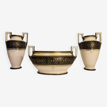 Royal Boch Keramis earthenware vases and planter 1880-1920