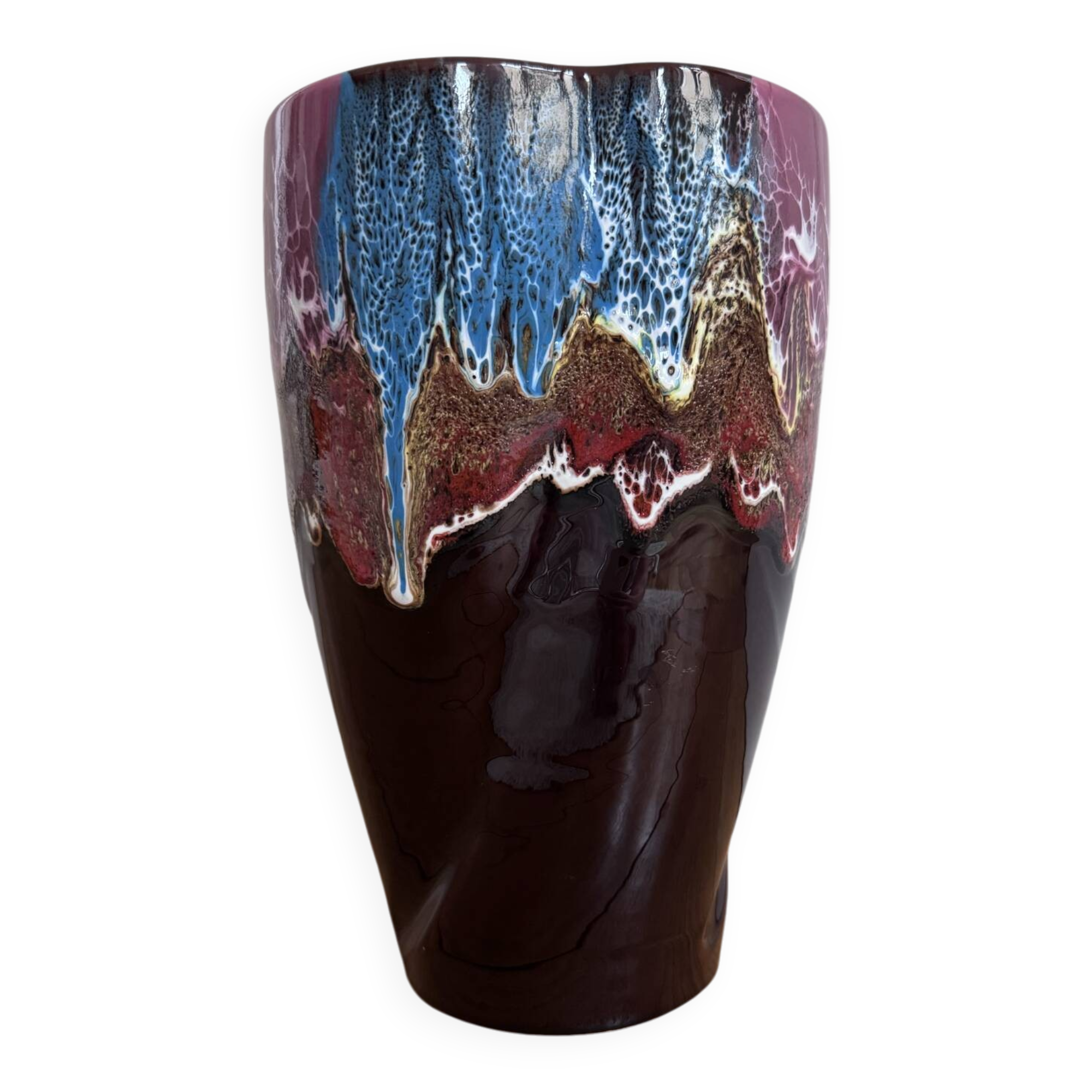 Large multicoloured lava vase
