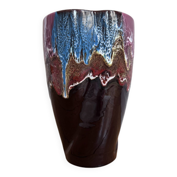 Grand vase lave multicolore