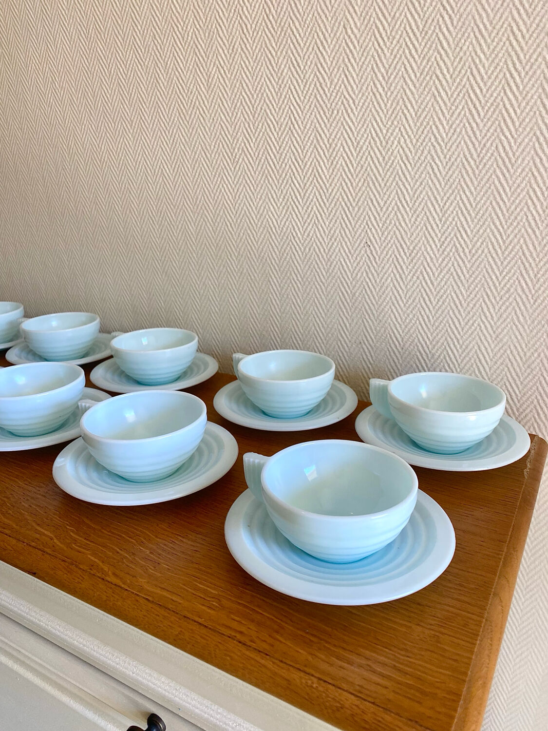 Art Deco coffee service in blue opaline