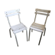 Pair Old Garden Chair Metal Structure + Vintage White Wood Slats