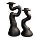 Pair of black sculptural candle holders – contemporary organic design