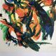 Composition abstraite orange et verte, gouache sur papier, 1989
