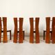 70's brutalist dining chairs in oak with bouclé fabric
