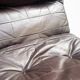 Marsala armchair in plexiglass & brown patchwork leather, Ligne Roset 1970