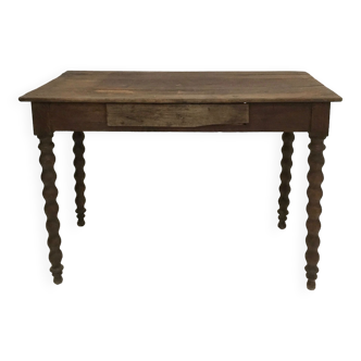 turned wood leg desk table