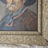 Oil painting on panel, The Mustachioed Man in a Hat, Signed E. Marchal
